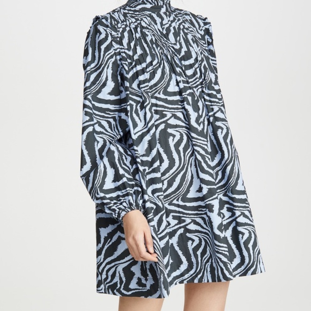 Ganni printed mini cotton poplin dress